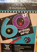 60th Birthday Party Invitations (8) ~ Includes Envelopes, Seals & Save The Dates - $4.99
