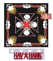 SKULL MALTESE IRON CROSS FLAME Fire Biker Bandana BANDANNA SCARF Scarve ... - $9.99