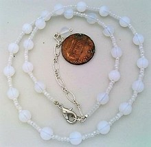 White Opal Glass Beaded Necklace - $10.80