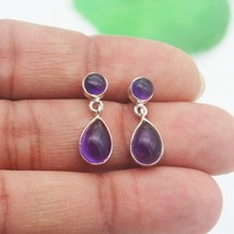 925 Sterling Silver Purple Amethyst Earrings Handmade Jewelry Gemstone Earrings - $38.20