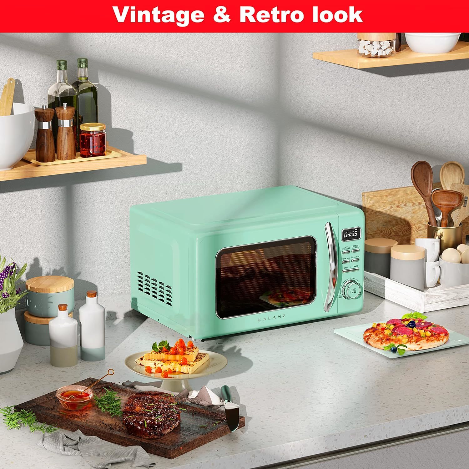 Microwave Oven 0.7 Cu.Ft, Mini Microwave Oven with 9.6'' Removable Turntable