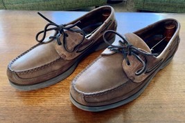 Sperry Top Sider Men 12 Brown Leather Moc Toe 2 Eye Lace Up Boat Shoe Clean Nice - $39.60