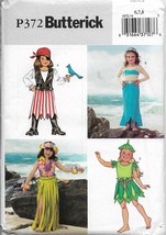 Butterick 372 Girls Costumes, Hula Girl, Nymph, Pirate, Princess Sizes 6... - $16.00