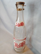 1956 Pepsi Cola ACL Soda Bottle 12 oz w/ interesting metal top - $25.69