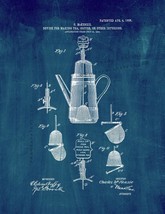 Coffee Pot Patent Print - Midnight Blue - $7.95+