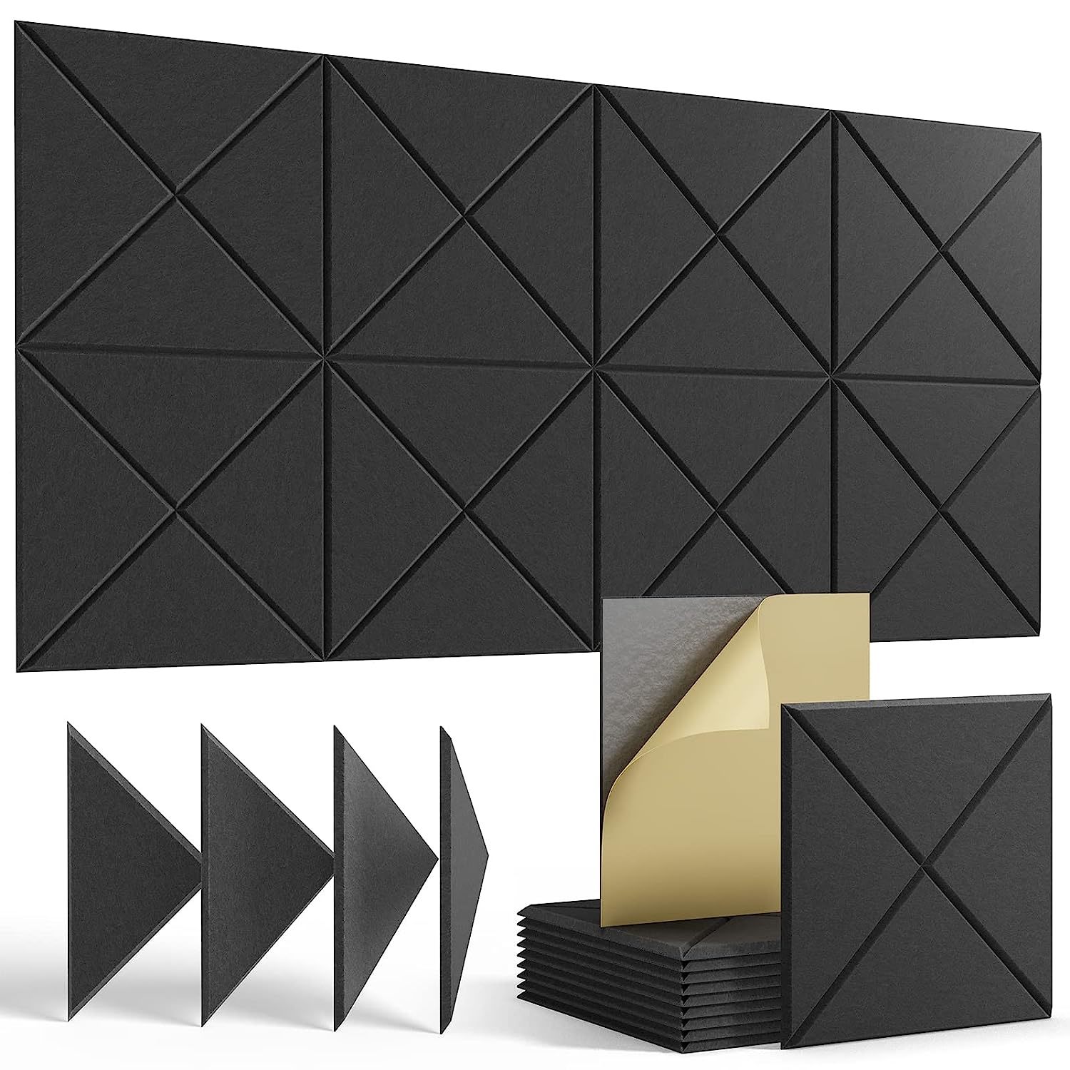 12 Pack Self-Adhesive Acoustic Panels, Sound Proof Foam Panels, High  Density Sou
