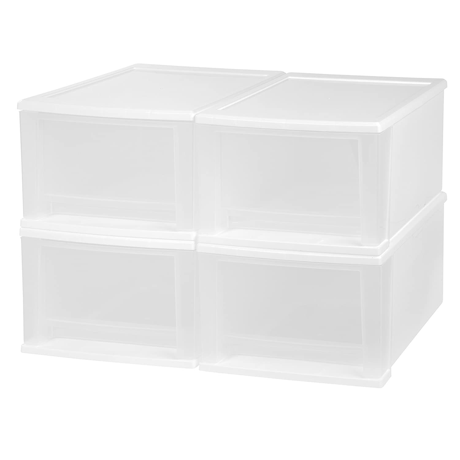 Iris Usa 17 Qt Plastic Stackable Storage Drawers Medium 4 Pack