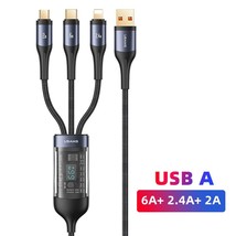 USAMS U83 66W 3 In 1 Digital Display Cable PD QC Fast Charge USB Type C ... - $18.66