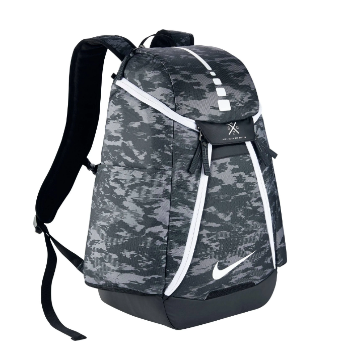 Nike Hoop Elite Max Air Team 2.0 Graphic Basketball Backpack Quad Zip Gray Camo Bags