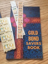 Vintage set of 3 unused Gold Bond Savers books & 28 unused stamps  image 4