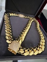 16mm x 24"Miami LINK Cuban Real Moissanite Men's Chain 14k Yellow Gold Plated - $1,781.94