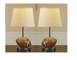 Football Table Lamps Set of 2 with Beige Shade 15.5" High Sports Mancave Boys image 2