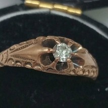 Antique  Victorian  Old European Cut .15ct Diamond Belcher 12k Gold Ring - $540.00