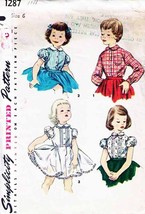 Vintage 1950&#39;s Child&#39;s Simplicity BLOUSE &amp; PETTICOAT Pattern 1287-s Size 6 - $12.00