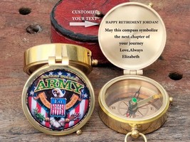 Personalized Gift For U.S Army Custom Engraved Text Brass Compass With L... - $27.48