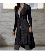 Women&#39;s Cocktail Church Work Black Vintage Inspired long Duster jacket p... - $108.89