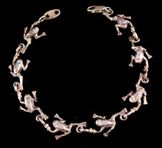 8&quot; Kiss a FROG sterling bracelet - Vintage signed jewelry - fairytale To... - $85.00