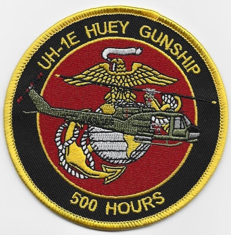 USMC Bell UH-1E Iroquois (Huey) Gunship Helicopter - 500 Hours Patch ...