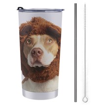 Mondxflaur Dog Cute Steel Thermal Mug Thermos with Straw for Coffee - $20.98
