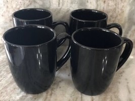Royal Norfolk Black Stoneware Coffee Mugs Dinnerware Cups-Set Of 4-RARE-SHIP 24H - $49.50