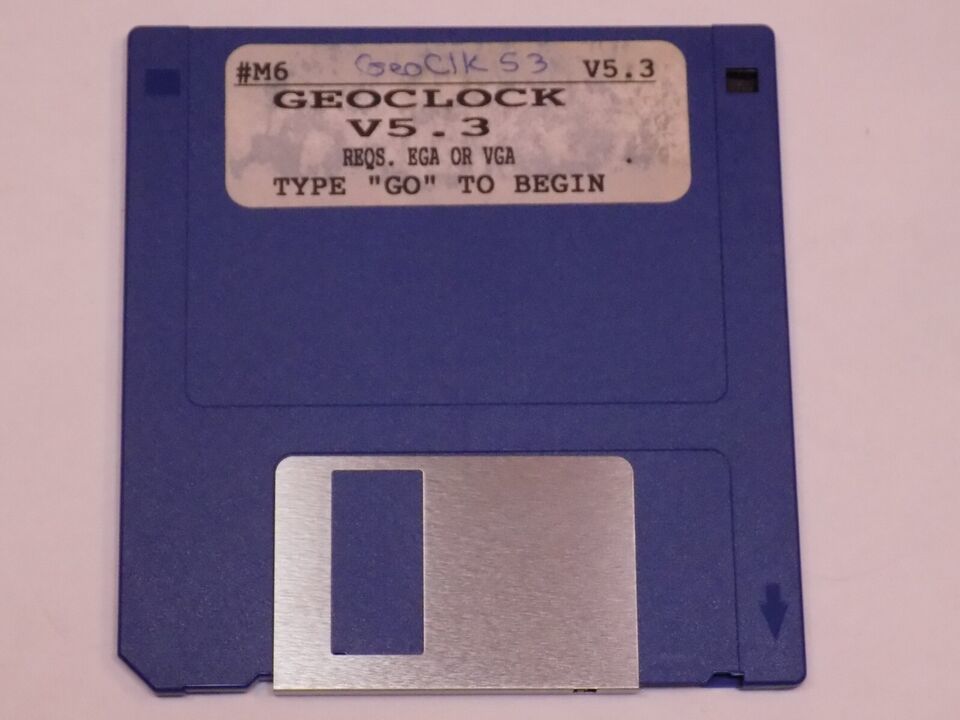 GeoClock Geo Clock 5.3 Vintage Software Old 3.5 Disk Windows PC