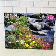 Mt. Rainier WA 2000 Piece Jigsaw Puzzle Floral Garden Waterfall Vintage ... - $9.89