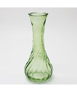 Twisted Transparent Green Colored Glass Bottle / Bud Vase Height = 6 in - $14.36