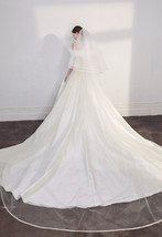 Cathedral Length Wedding Bridal Veil Full Edge Tulle White Veils Wedding Photo  image 4