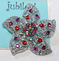 Ruby &amp; Pin Rhinestone Brooch Pin by Jubilee Sold at Hallmark Store 2&quot; in... - $8.95