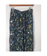 H&amp;M Anna Glover Lounge Pants 6 Womens Green Floral Straight Leg Pull On ... - $18.70