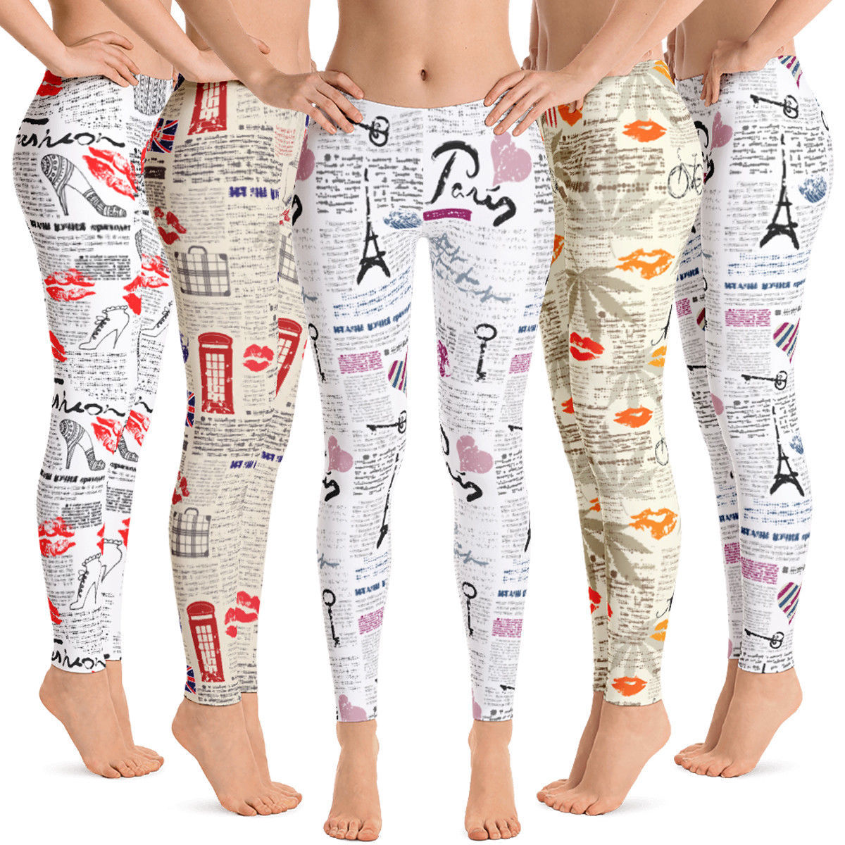 news paper leggings collection - premium women's leggings outfits gift for her