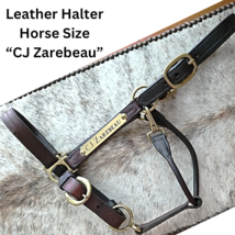 Leather Horse Halter Brass Plate CJ Zarebeau USED image 1