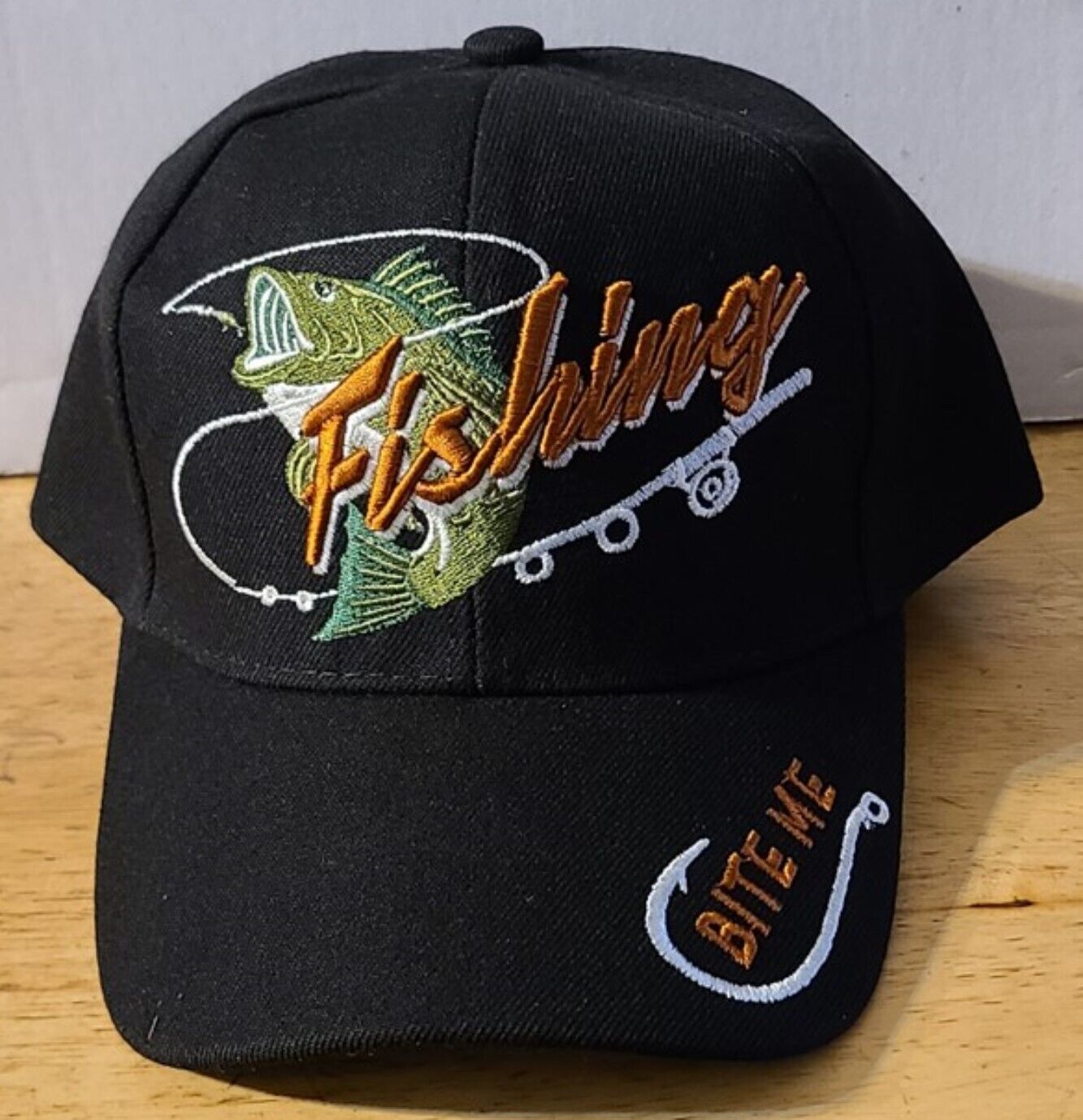 Primary image for FISHING POLE FISH HOOK BITE ME FISHERMAN OUTDOOR BASEBALL CAP HAT ( BLACK )