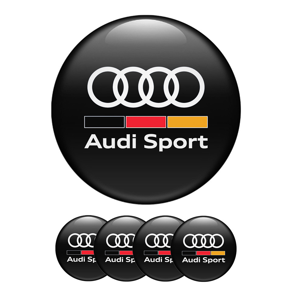 Audi Silicone Domed Sticker Black Sport Logo