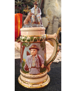 Vintage Hand Decorated 13&quot; Tall Beer Stein with Lid - Hunter &amp; His Dog - $75.00