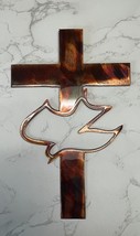 Cross with Dove Metal Wall Art   18" x 11 1/2" Copper and Bronzed Plated - $42.73