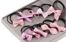 10Pcs Lovely Bowknot Girls Ponytail Holder Elastic Hair Ties, Pink