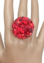 Oversized Red Crystal Adjustable Statement Ring Drag Queen Pageant Party - $15.39