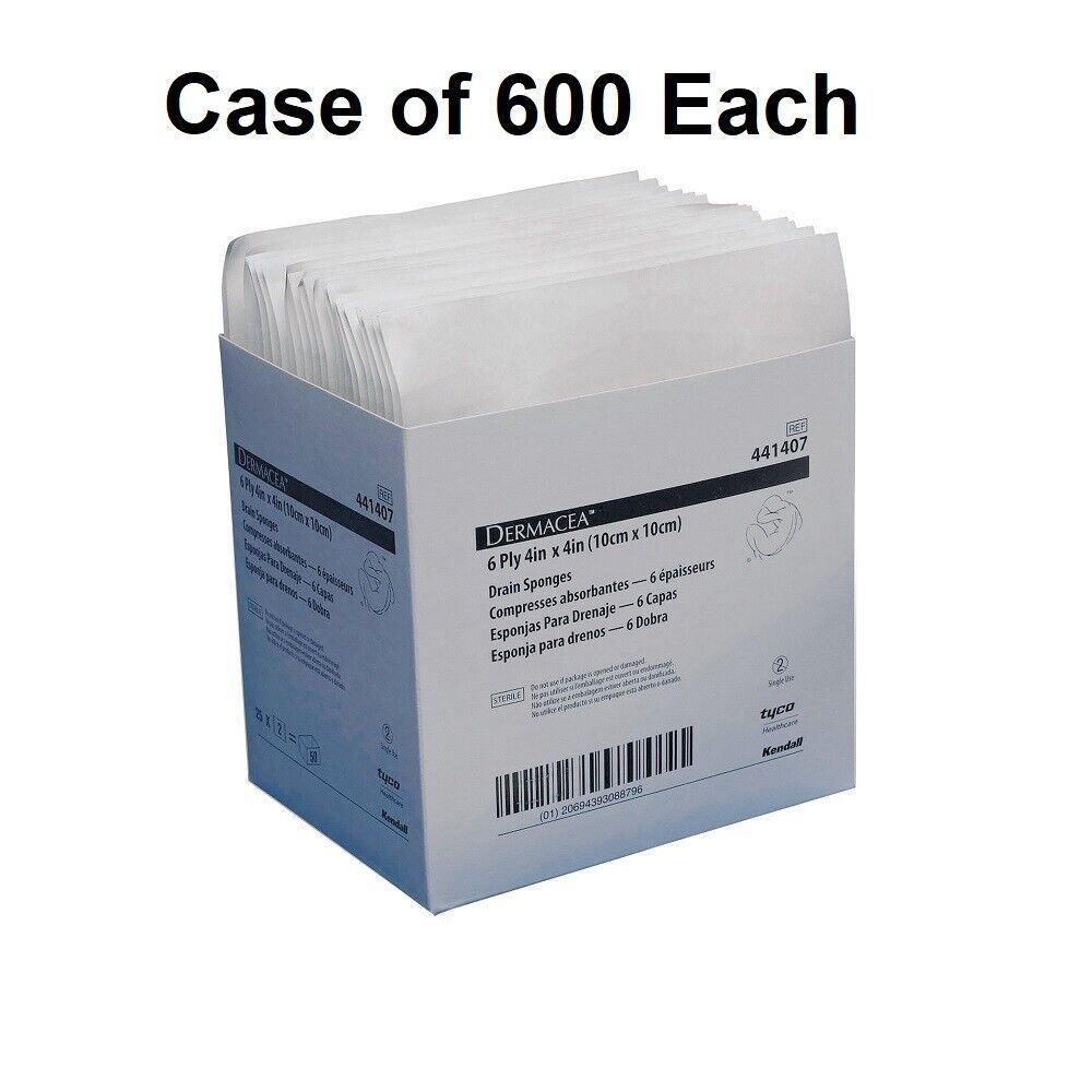 600/Case Dermacea I.V Split Sponges Dressing Drain Sponge Sterile 4 x 4
