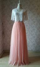 2 Piece Bridesmaid Dress Long Tulle Skirt Sleeve Crop Lace Top Bridesmaid Outfit