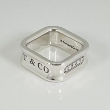 Size 6.5 Tiffany &amp; Co 1837 Square Ring Concave Mens Unisex Sterling Silver - $289.00