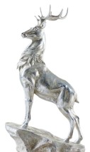 Majestic Reindeer Statue 16.5" High Silver Resin Regal Pose Christmas Decor