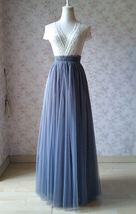 DARK GRAY Plus Size Bridesmaid Tulle Skirt High Waist Gray Full Maxi Tulle Skirt image 6