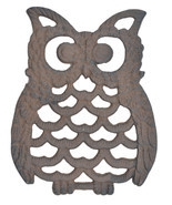 Decorative Cast Iron Trivet Owl Hot Pad Kitchen Decor Table 7.75" Long - $14.50