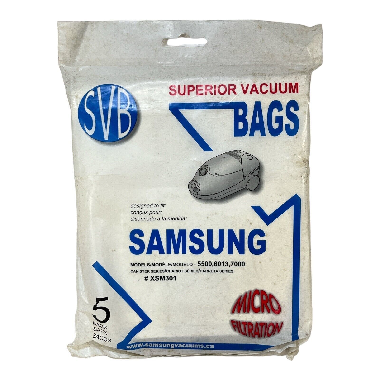 Samsung Vacuum Bags for Series 5500 6013 7000 Canister XSM301 pack SVB