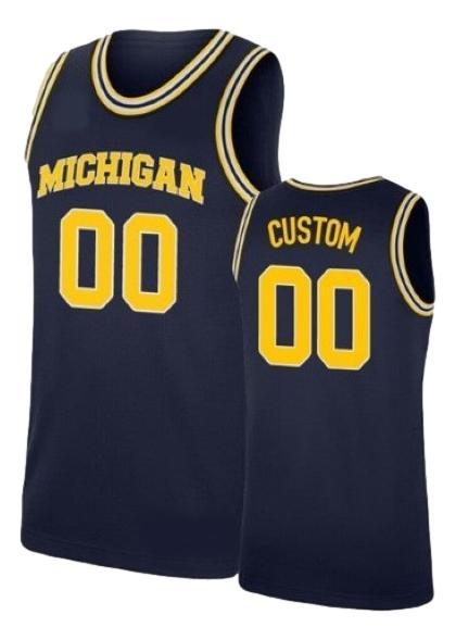 Any name michigan wolverines basketball jersey navy blue   1
