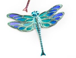 Dragonfly Wall Plaque with Ombre Glass Panels Metal Wing Cut Outs Choice of 2 image 3