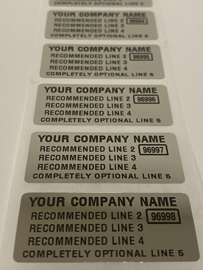 250 CUSTOM PRINTED SECURITY ASSET LABELS STICKERS SEALS 1.75 X .75 INCH ...