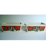 Mini Bread Loaf Baking Pan Snowman Christmas Marked N D Hand Painted Set... - $9.85