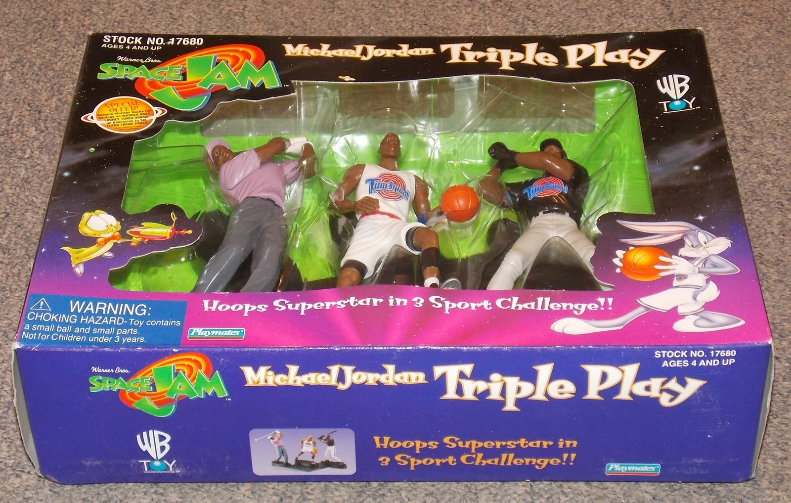 1996 Warner Bros Looney Tunes Space Jam Michael Jordan Triple Play Figure  Set